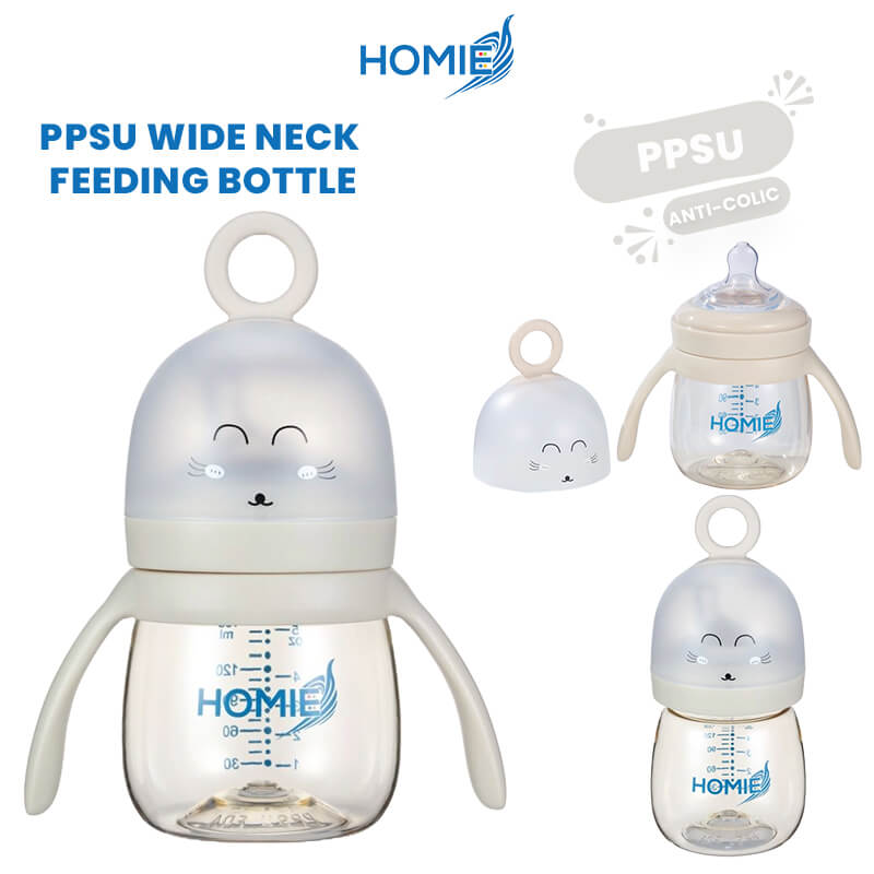 Homie BPA Free Anti-colic PPSU Wide Neck Feeding Baby Milk Bottle - Beige